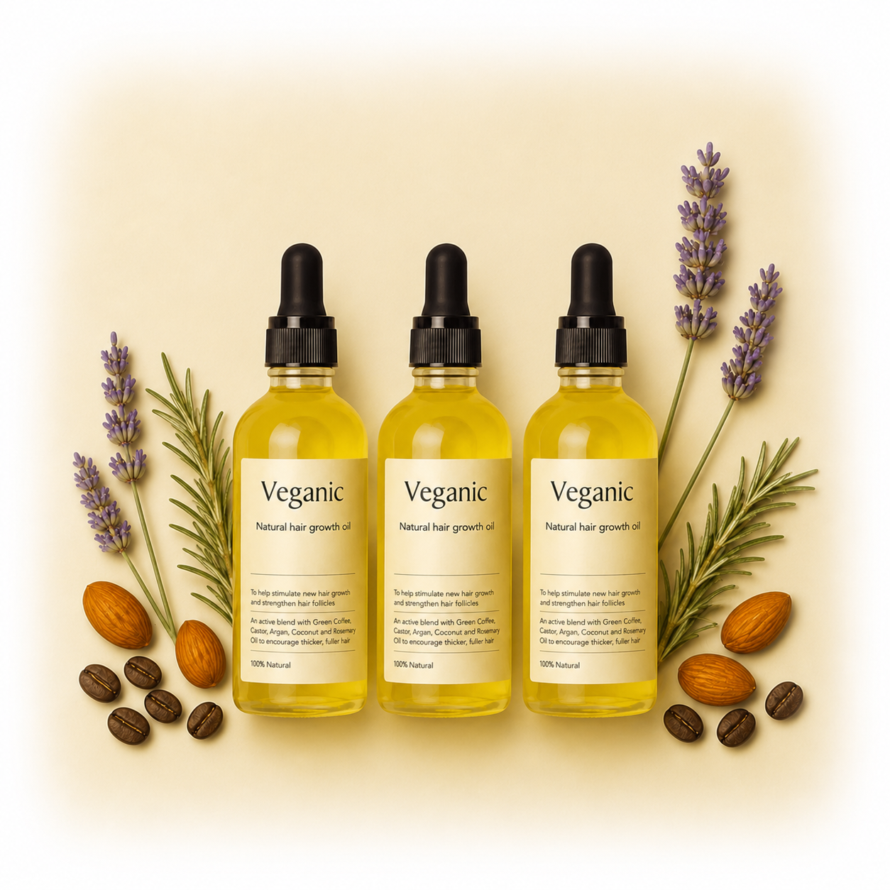 Veganic Natural Hair Growth Oil Pack Of 3