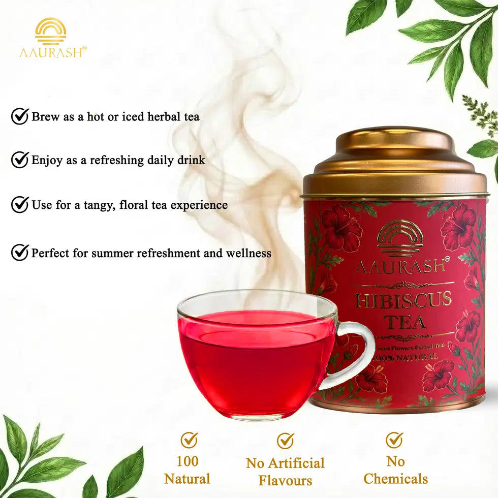 Aaurash Chamomile Tea, Blue Tea & Hibiscus Combo | 100% Natural Flower Tea | Caffeine-Free Herbal Wellness Tea | Supports Relaxation, Skin Health & Detox | Rich in An