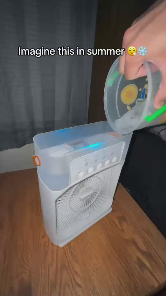 Mini Cooler for Room Cooling Portable Mini Fan Cooler with 7 Colors LED Light, 3 Wind Speeds and 3 Spray Modes for Office, Home, Dorm, Travel (Random Color)